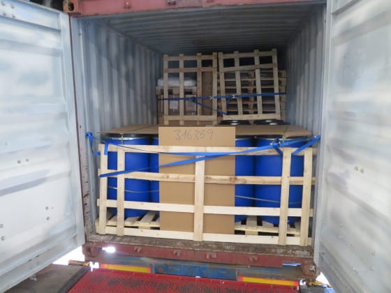 arrimage marchandises dangereuses ADR - fûts dans un conteneur