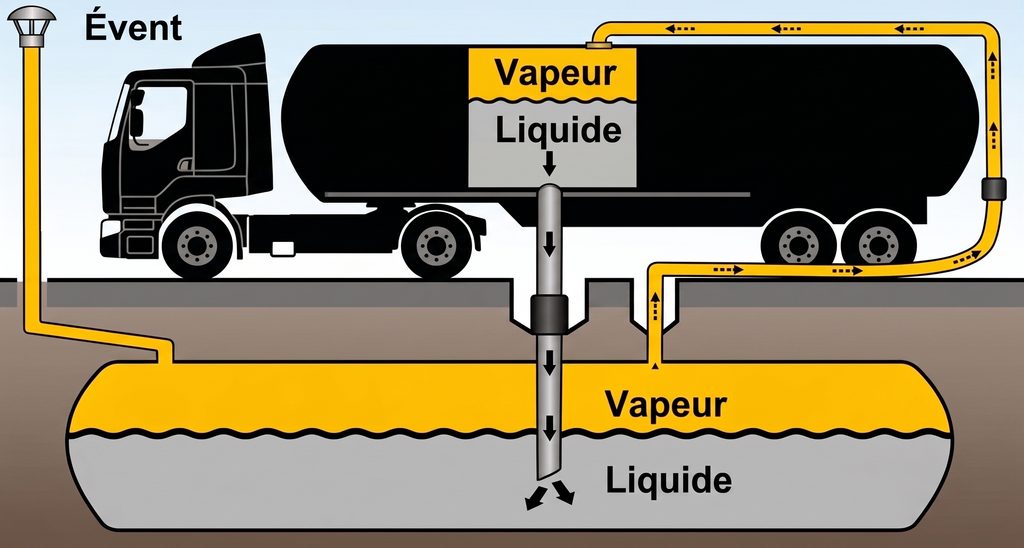 La récupération de vapeurs limite le risque électricité statique ADR